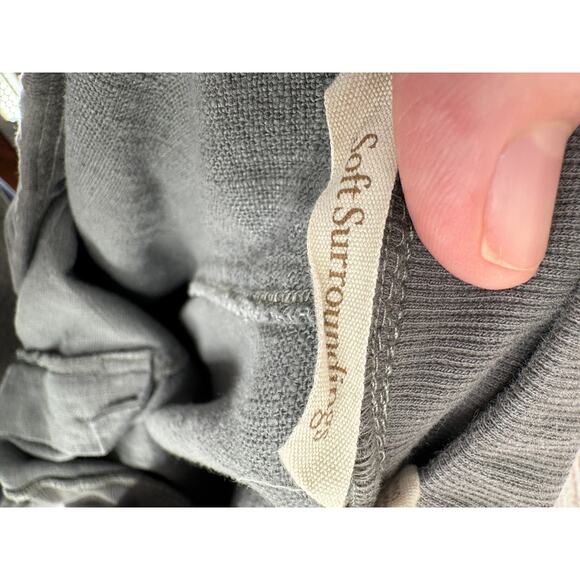 Soft Surroundings Linen Blend Cargo Lounge Pants Womens Large Gray Elastic Waist - Picture 7 of 11